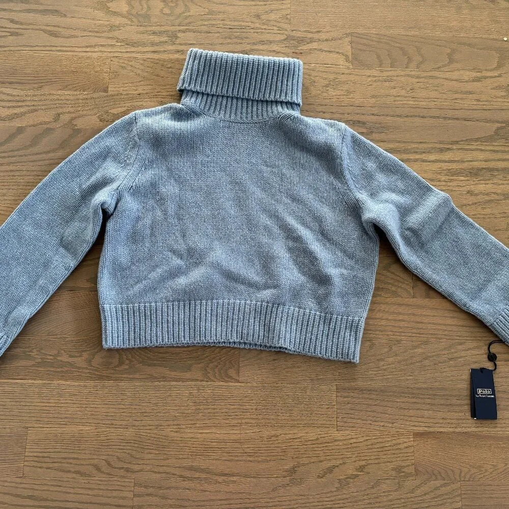 NWT (Light Blue) Polo by Ralph Lauren Wool-Cashmere Turtleneck Sweater - Picture 2 of 5